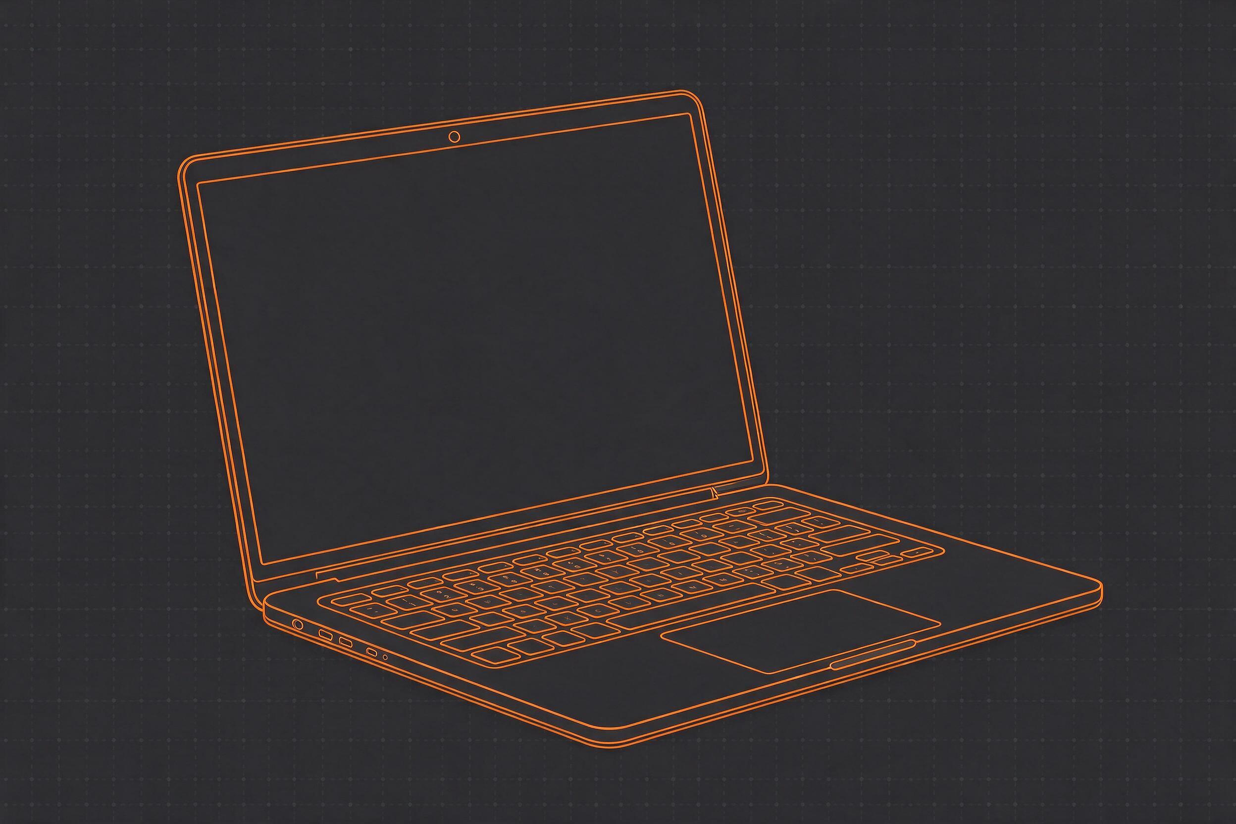 Esquema ilustrativo genérico: computadora portátil — no es una fotografía de producto