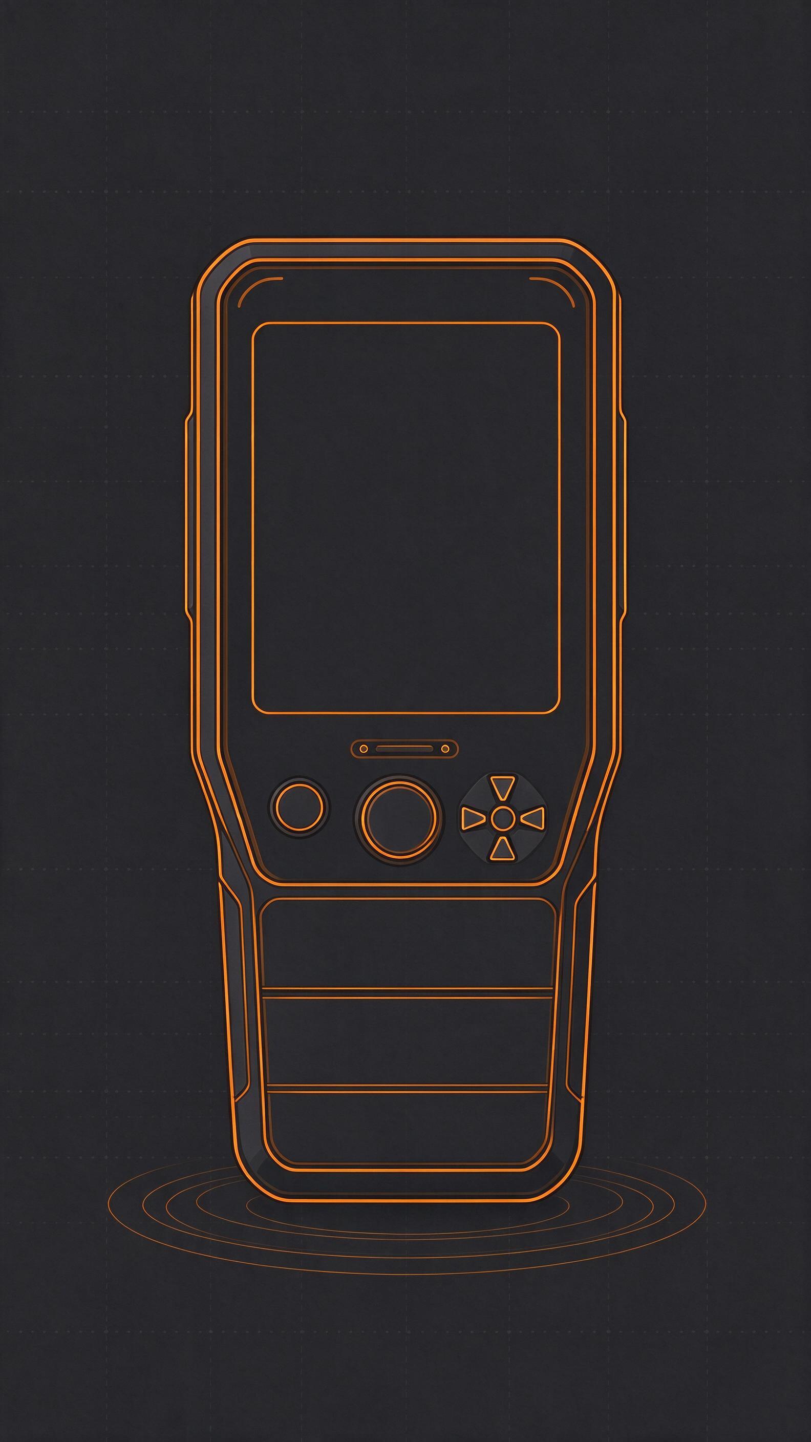 Esquema ilustrativo genérico: terminal PDA portátil — no es una fotografía de producto
