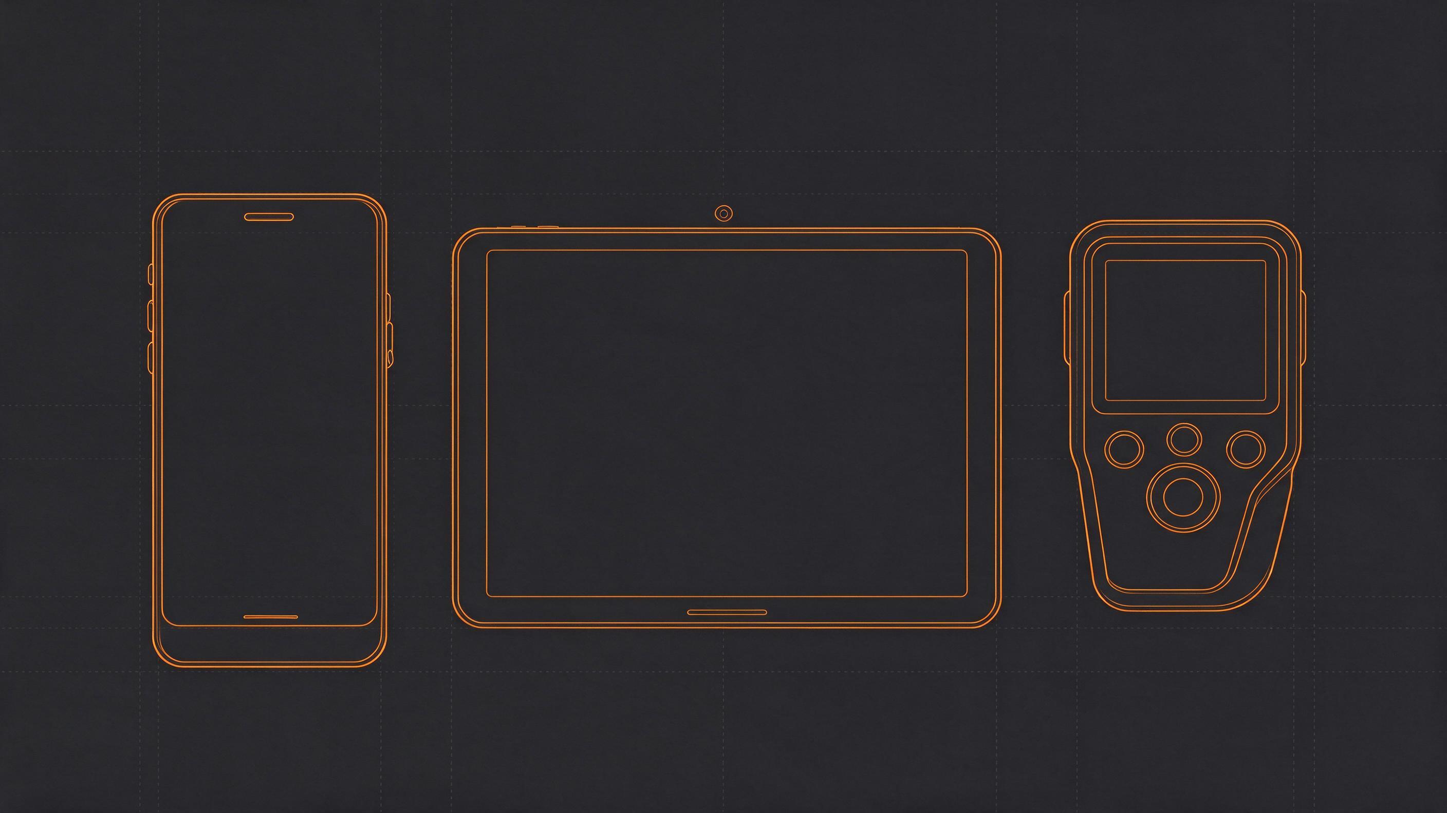 Esquema ilustrativo de contornos genéricos de dispositivos — no son fotografías de productos